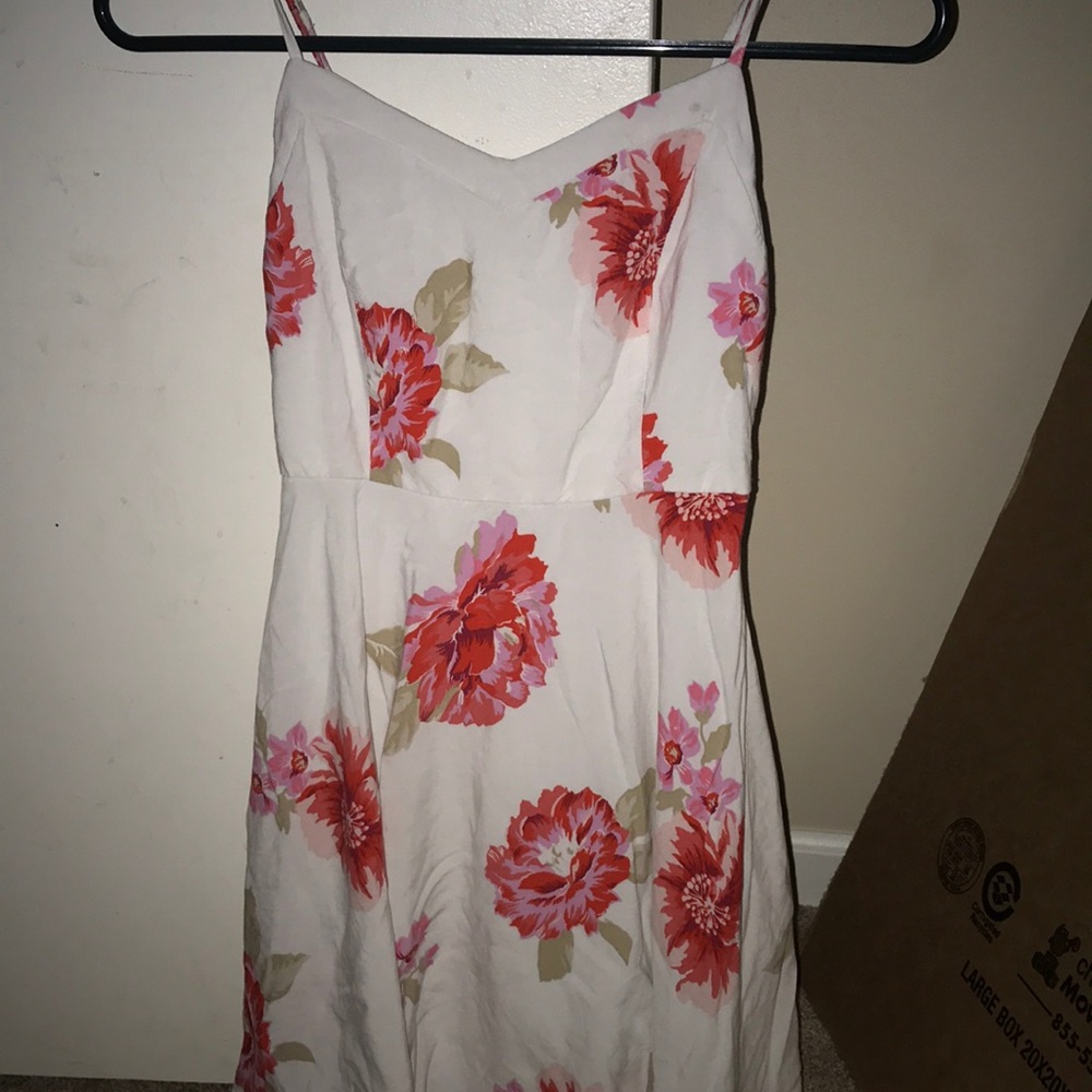 White dress with roses